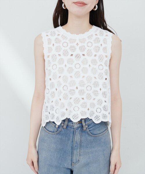 natural couture(ナチュラルクチュール)の「かぎ針ニットトップス(ニット/セーター・レディース・ベージュ/オフホワイト・FREE)」の21枚目の写真