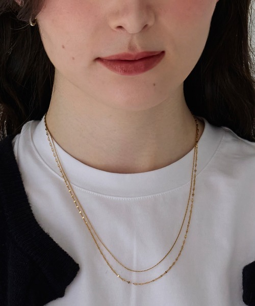Phoebe(フィービィー)の「【金属アレルギー対応】ダブルチェーンネックレス/サージカルステンレス(ネックレス・レディース・イエローゴールド/シルバー・FREE)」の2枚目の写真