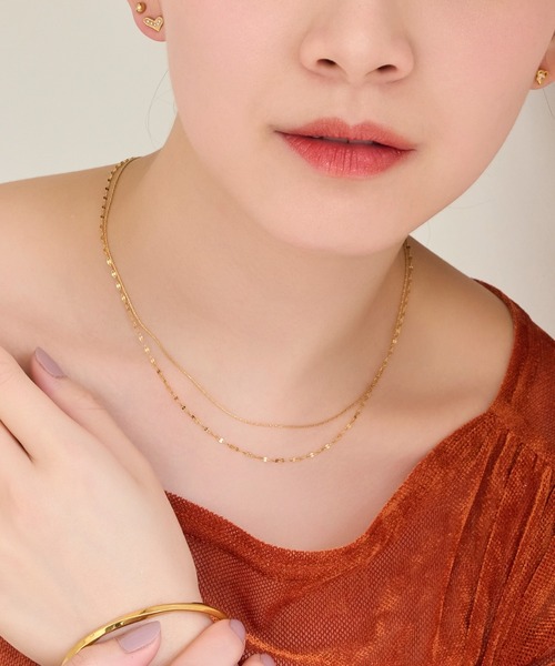 Phoebe(フィービィー)の「【金属アレルギー対応】ダブルチェーンネックレス/サージカルステンレス(ネックレス・レディース・イエローゴールド/シルバー・FREE)」の6枚目の写真