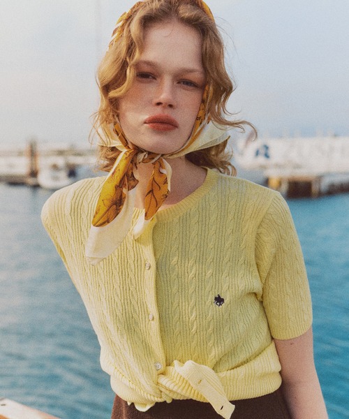 POLO BCS(ポロ ビーシーエス)の「【POLO BCS】VIS別注ハーフスリーブミニケーブルカーディガン(カーディガン/ボレロ・レディース・ホワイト/グリーン/ホワイト系その他4/ネイビー/イエロー・FREE)」の5枚目の写真