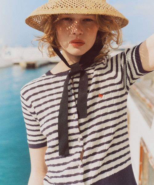 POLO BCS(ポロ ビーシーエス)の「【POLO BCS】VIS別注ハーフスリーブミニケーブルカーディガン(カーディガン/ボレロ・レディース・ホワイト/グリーン/ホワイト系その他4/ネイビー/イエロー・FREE)」の3枚目の写真