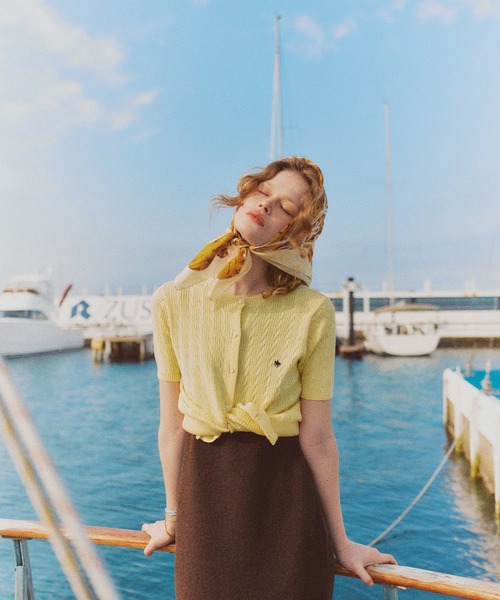 POLO BCS(ポロ ビーシーエス)の「【POLO BCS】VIS別注ハーフスリーブミニケーブルカーディガン(カーディガン/ボレロ・レディース・ホワイト/グリーン/ホワイト系その他4/ネイビー/イエロー・FREE)」の8枚目の写真