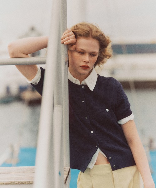 POLO BCS(ポロ ビーシーエス)の「【POLO BCS】VIS別注ハーフスリーブミニケーブルカーディガン(カーディガン/ボレロ・レディース・ホワイト/グリーン/ホワイト系その他4/ネイビー/イエロー・FREE)」の9枚目の写真