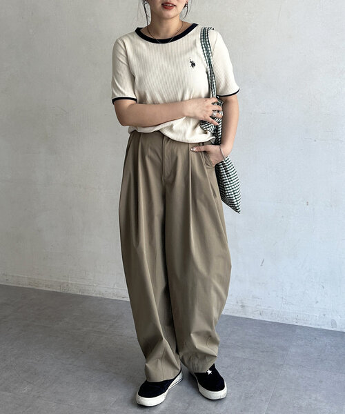 U.S. POLO ASSN.(ユーエスポロアッスン)の「【U.S. POLO ASSN.】クルーネック半袖リブT(Tシャツ/カットソー・レディース・ホワイト系その他/ブラウン/グレー/アイボリー/ブラック/ネイビー・FREE)」の13枚目の写真