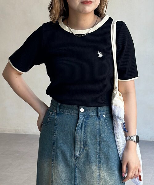 U.S. POLO ASSN.(ユーエスポロアッスン)の「【U.S. POLO ASSN.】クルーネック半袖リブT(Tシャツ/カットソー・レディース・ホワイト系その他/ブラウン/グレー/アイボリー/ブラック/ネイビー・FREE)」の17枚目の写真