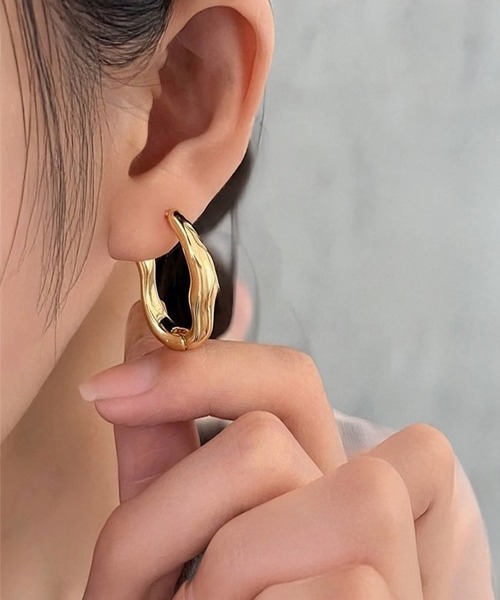 1004ST(イチマルマルヨンエスティ―)の「フープ しずく型 シルバー ゴールド ピアス(ピアス(両耳用)・レディース・ゴールド系その他/ゴールド/シルバー系その他/ゴールド系その他2/シルバー・F)」の6枚目の写真