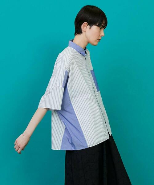 FRAPBOIS(フラボア)の「ワイディーシャツ(シャツ/ブラウス・レディース・ブラック/ブルー・1/2)」の5枚目の写真