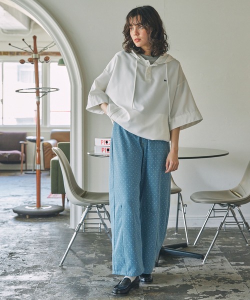 ドット柄 カーブシルエット デニムパンツ MONO-MART LADY'S