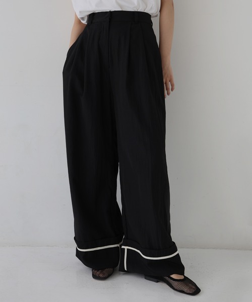 hellam(へラム)の「リネンライク ロールアップタックパンツ(その他パンツ・レディース・アイボリー/ブラック/グレイッシュベージュ・FREE)」の18枚目の写真