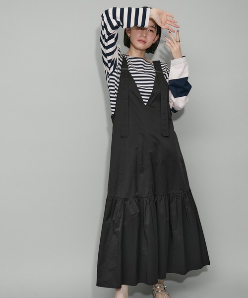 ADAM ET ROPE'（アダムエロペ）の「【WEB限定】・【定番】オーバーオールジャンバースカート（ジャンパースカート・レディース・グレー/ブラック・FREE）」の15枚目の写真