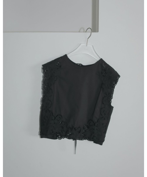 アンヌーク　Cutwork Lace Shirts ブラック ànuke online store（アンヌーク） / Cutwork Lace
