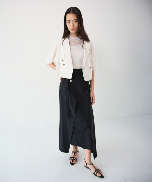 UNITED TOKYO（ユナイテッドトウキョウ）の「パネルレースショートスリーブプルオーバー｜細見え/ウォッシャブル/オケージョン/シアートップス/半袖/春服（Tシャツ/カットソー・レディース・アイボリー/ブラック・FREE）」の7枚目の写真