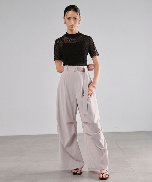 UNITED TOKYO（ユナイテッドトウキョウ）の「パネルレースショートスリーブプルオーバー｜細見え/ウォッシャブル/オケージョン/シアートップス/半袖/春服（Tシャツ/カットソー・レディース・アイボリー/ブラック・FREE）」の16枚目の写真