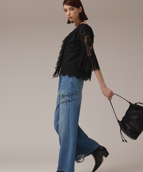 Diagram(ダイアグラム)の「レースコンビフリルブラウス(シャツ/ブラウス・レディース・ブラック/ホワイト・36/38)」の1枚目の写真