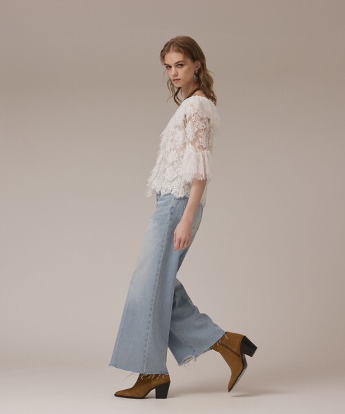 Diagram(ダイアグラム)の「レースコンビフリルブラウス(シャツ/ブラウス・レディース・ブラック/ホワイト・36/38)」の4枚目の写真