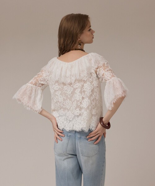 Diagram(ダイアグラム)の「レースコンビフリルブラウス(シャツ/ブラウス・レディース・ブラック/ホワイト・36/38)」の8枚目の写真