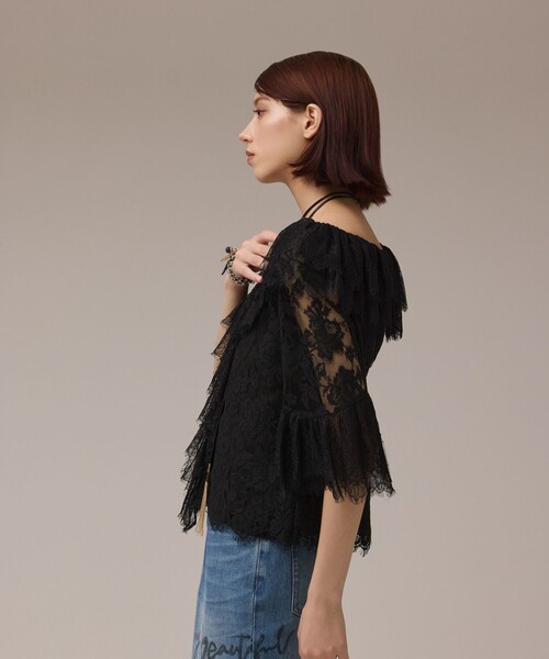 Diagram(ダイアグラム)の「レースコンビフリルブラウス(シャツ/ブラウス・レディース・ブラック/ホワイト・36/38)」の13枚目の写真