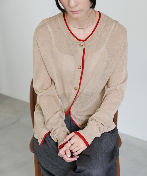 select MOCA(セレクトモカ)の「フェイクレイヤードシアーカーディガン(カーディガン/ボレロ・レディース・グレー/ベージュ/ブラック・FREE)」の3枚目の写真