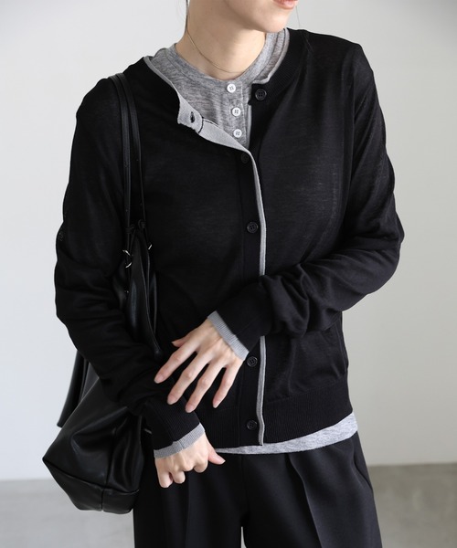 select MOCA(セレクトモカ)の「フェイクレイヤードシアーカーディガン(カーディガン/ボレロ・レディース・グレー/ベージュ/ブラック・FREE)」の2枚目の写真