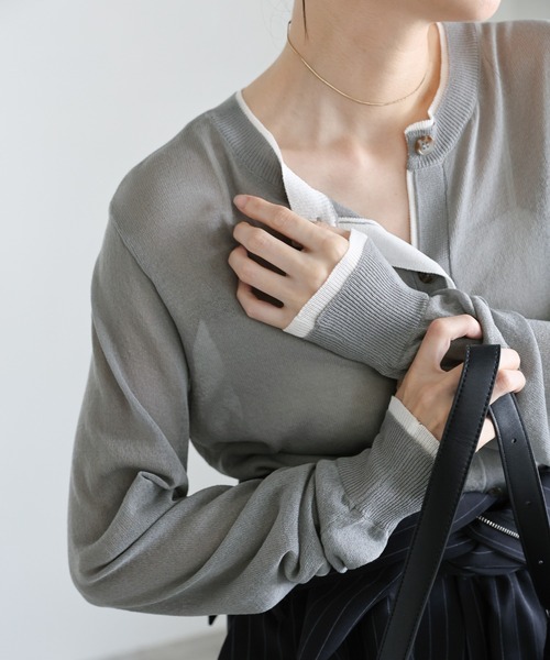 select MOCA(セレクトモカ)の「フェイクレイヤードシアーカーディガン(カーディガン/ボレロ・レディース・グレー/ベージュ/ブラック・FREE)」の19枚目の写真