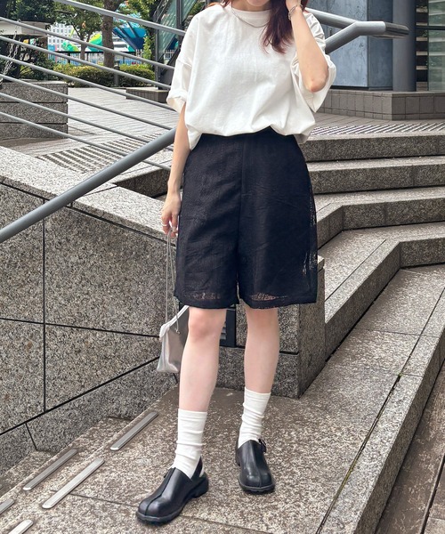 ISOOK(アイスー)の「【ISOOK / アイスー】レースハーフパンツ / バミューダパンツ ショートパンツ 5分丈 ハイウエスト ウエストゴム ブラック ブラウン 黒 茶 ZOZOTOWN限定(その他パンツ・レディース・ブラウン/ブラック・FREE)」の12枚目の写真