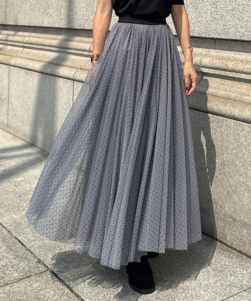 JENNE（ジェンヌ）の「２WAYチュールドットスカートドレス（スカート・レディース・グレー/ブラック/ホワイト・SMALL/MEDIUM/LARGE）」の3枚目の写真