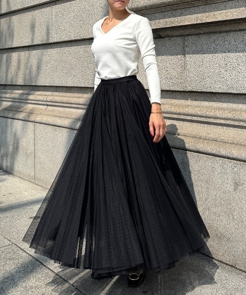 JENNE（ジェンヌ）の「２WAYチュールドットスカートドレス（スカート・レディース・グレー/ブラック/ホワイト・SMALL/MEDIUM/LARGE）」の7枚目の写真