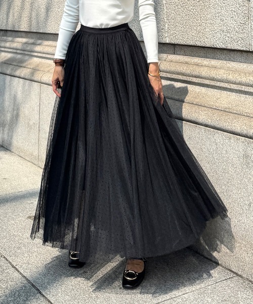 JENNE（ジェンヌ）の「２WAYチュールドットスカートドレス（スカート・レディース・グレー/ブラック/ホワイト・SMALL/MEDIUM/LARGE）」の9枚目の写真
