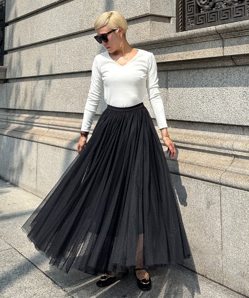 JENNE（ジェンヌ）の「２WAYチュールドットスカートドレス（スカート・レディース・グレー/ブラック/ホワイト・SMALL/MEDIUM/LARGE）」の10枚目の写真