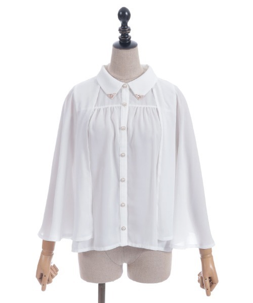 axes femme POETIQUE(アクシーズファムポエティック)の「ケープデザインブラウス(シャツ/ブラウス・レディース・ブルーグリーン/ブラック/ホワイト・MEDIUM)」の11枚目の写真