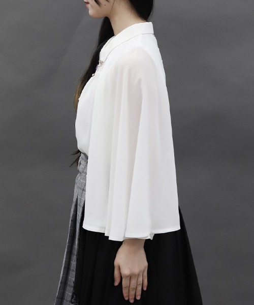 axes femme POETIQUE(アクシーズファムポエティック)の「ケープデザインブラウス(シャツ/ブラウス・レディース・ブルーグリーン/ブラック/ホワイト・MEDIUM)」の4枚目の写真