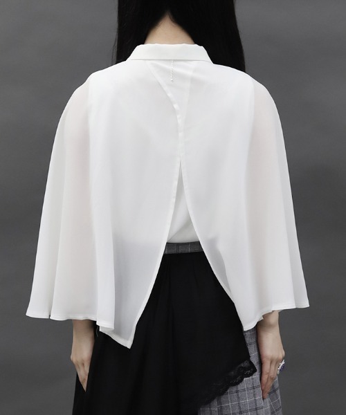 axes femme POETIQUE(アクシーズファムポエティック)の「ケープデザインブラウス(シャツ/ブラウス・レディース・ブルーグリーン/ブラック/ホワイト・MEDIUM)」の5枚目の写真