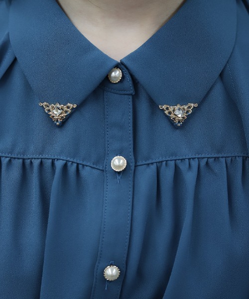axes femme POETIQUE(アクシーズファムポエティック)の「ケープデザインブラウス(シャツ/ブラウス・レディース・ブルーグリーン/ブラック/ホワイト・MEDIUM)」の8枚目の写真