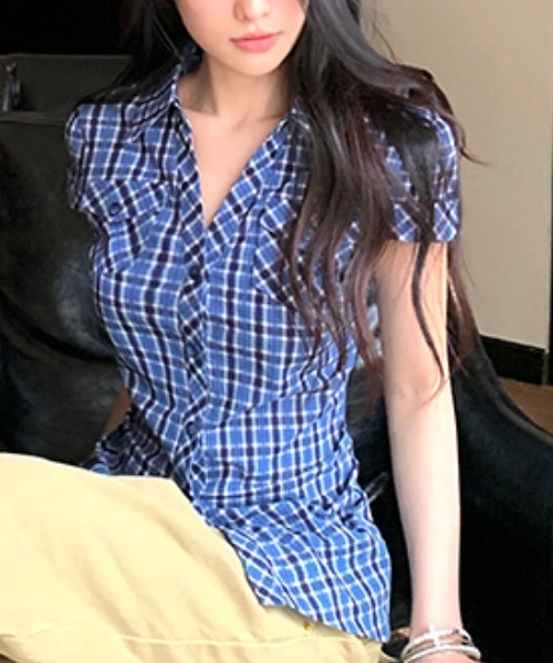 Vipoa(ヴィポア)の「レトロブルーチェックシャツ(シャツ/ブラウス・レディース・ブルー・FREE)」の18枚目の写真