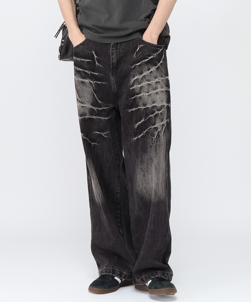 3.3 Field Trip (3.3フィールドトリップ)の「3.3 Field Trip/クラックデザインデニム(デニムパンツ・メンズ・ブルー/ブラック・MEDIUM/LARGE)」の2枚目の写真