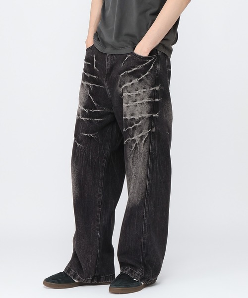 3.3 Field Trip (3.3フィールドトリップ)の「3.3 Field Trip/クラックデザインデニム(デニムパンツ・メンズ・ブルー/ブラック・MEDIUM/LARGE)」の7枚目の写真