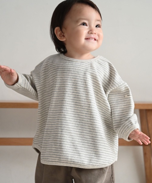 PUPPAPUPO（プッパプーポ）の「裾バインダー スウェット トレーナー（スウェット・キッズ・チャコール/ベージュ/グレー・80/90/100/110）」の2枚目の写真