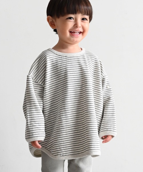 PUPPAPUPO（プッパプーポ）の「裾バインダー スウェット トレーナー（スウェット・キッズ・チャコール/ベージュ/グレー・80/90/100/110）」の3枚目の写真