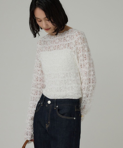 BABYLONE(バビロン)の「ストレッチレースプルオーバー(Tシャツ/カットソー・レディース・ブラック/ホワイト・フリー)」の3枚目の写真