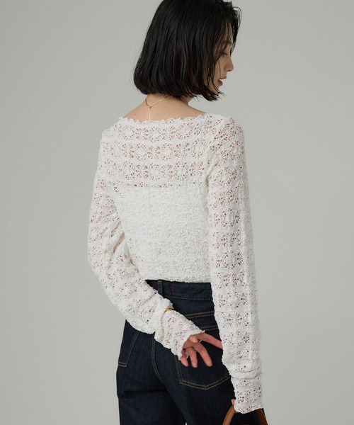 BABYLONE(バビロン)の「ストレッチレースプルオーバー(Tシャツ/カットソー・レディース・ブラック/ホワイト・フリー)」の6枚目の写真