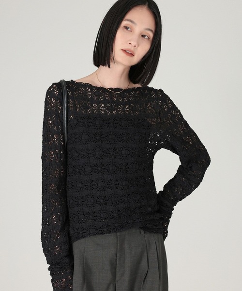 BABYLONE(バビロン)の「ストレッチレースプルオーバー(Tシャツ/カットソー・レディース・ブラック/ホワイト・フリー)」の10枚目の写真