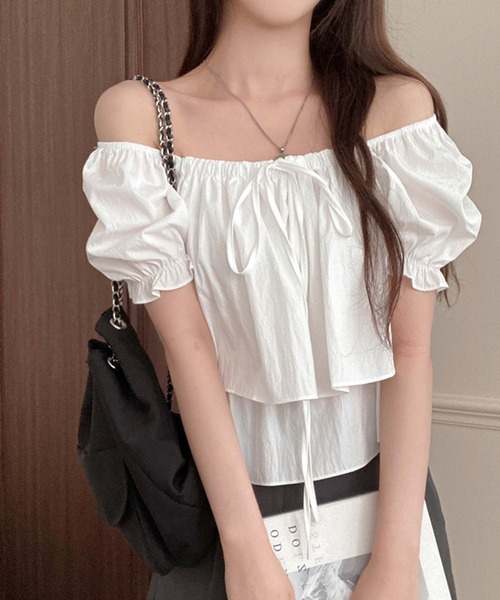 LAFFMO(ラフモ)の「2wayネックパフスリーブティアードブラウス(シャツ/ブラウス・レディース・ブルー/ホワイト/ピンク/ベージュ・F)」の10枚目の写真