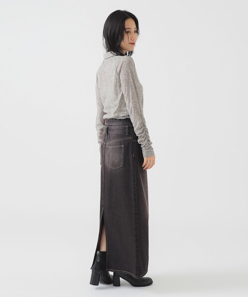 B:MING by BEAMS（ビーミングバイビームス）の「オーバーダイ デニム スカート（S～M）（デニムスカート・レディース・ブラック/ライトブルー・SMALL/MEDIUM）」の4枚目の写真