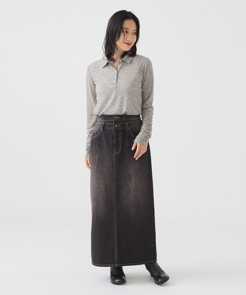 B:MING by BEAMS（ビーミングバイビームス）の「オーバーダイ デニム スカート（S～M）（デニムスカート・レディース・ブラック/ライトブルー・SMALL/MEDIUM）」の6枚目の写真