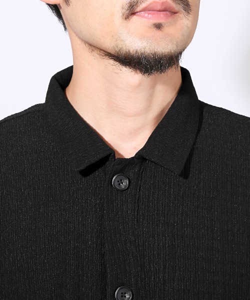 LUXSTYLE（ラグスタイル）の「楊柳半袖シャツ（シャツ/ブラウス・メンズ・ブラック/アッシュブラウン/ブルーグリーン・M/L）」の10枚目の写真