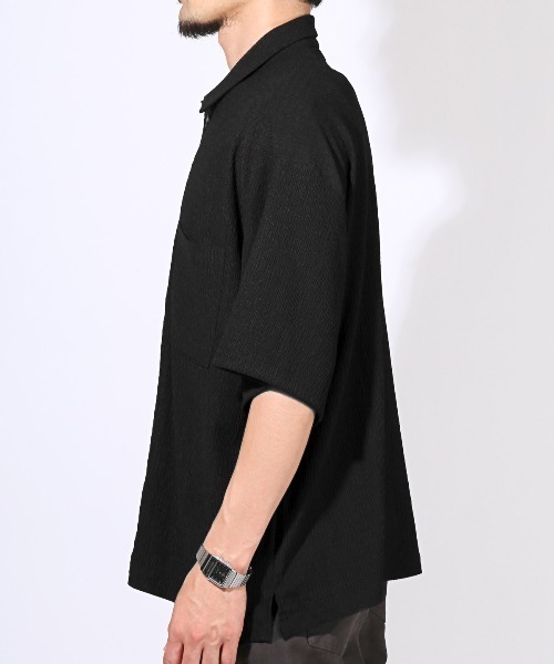 LUXSTYLE（ラグスタイル）の「楊柳半袖シャツ（シャツ/ブラウス・メンズ・ブラック/アッシュブラウン/ブルーグリーン・M/L）」の14枚目の写真