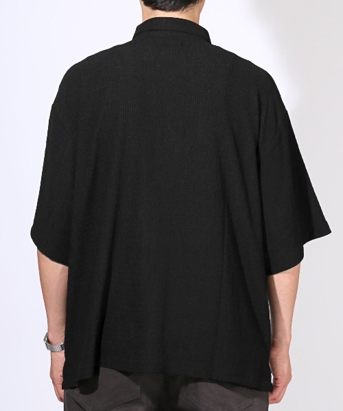 LUXSTYLE（ラグスタイル）の「楊柳半袖シャツ（シャツ/ブラウス・メンズ・ブラック/アッシュブラウン/ブルーグリーン・M/L）」の15枚目の写真