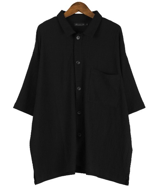 LUXSTYLE（ラグスタイル）の「楊柳半袖シャツ（シャツ/ブラウス・メンズ・ブラック/アッシュブラウン/ブルーグリーン・M/L）」の17枚目の写真