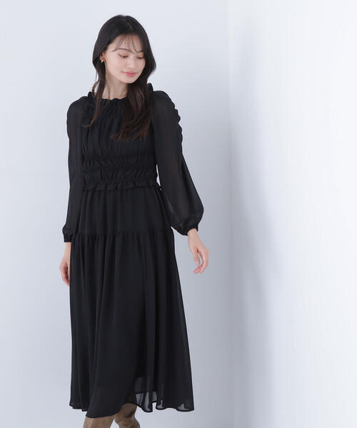 NATURAL BEAUTY BASIC(ナチュラルビューティーベーシック)の「◇【BLANC】シャーリングシアーワンピース(ワンピース・レディース・ブラック/チャコールグレー・MEDIUM/P/S)」の21枚目の写真