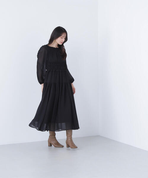 NATURAL BEAUTY BASIC(ナチュラルビューティーベーシック)の「◇【BLANC】シャーリングシアーワンピース(ワンピース・レディース・ブラック/チャコールグレー・MEDIUM/P/S)」の13枚目の写真